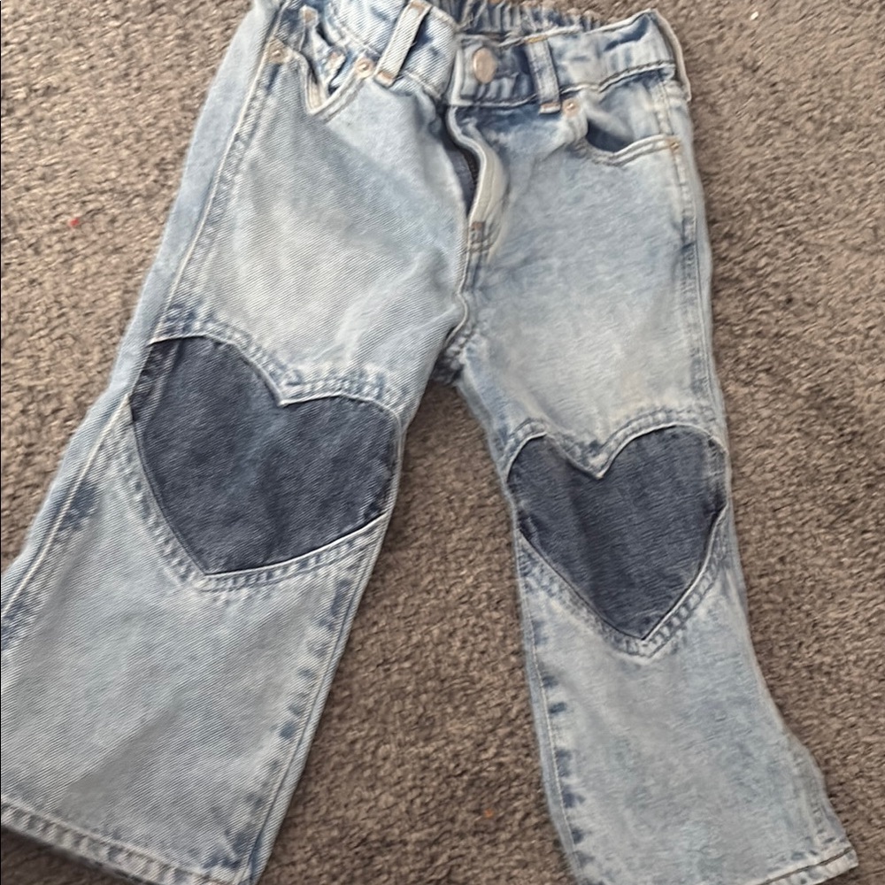 Kids Light Blue Jeans with Heart Patches